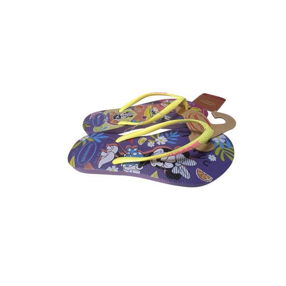 Havaianas Kids Minnie & Mickey Mouse Flip Flops Size 2Y Purple/Yellow Rubber Com - Picture 3 of 4